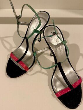 Sexy Strappy Summer Heels Jessica Simpson Size 7.5 Multi Leather